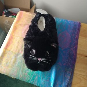 Black Cat Plush Slipper for Women